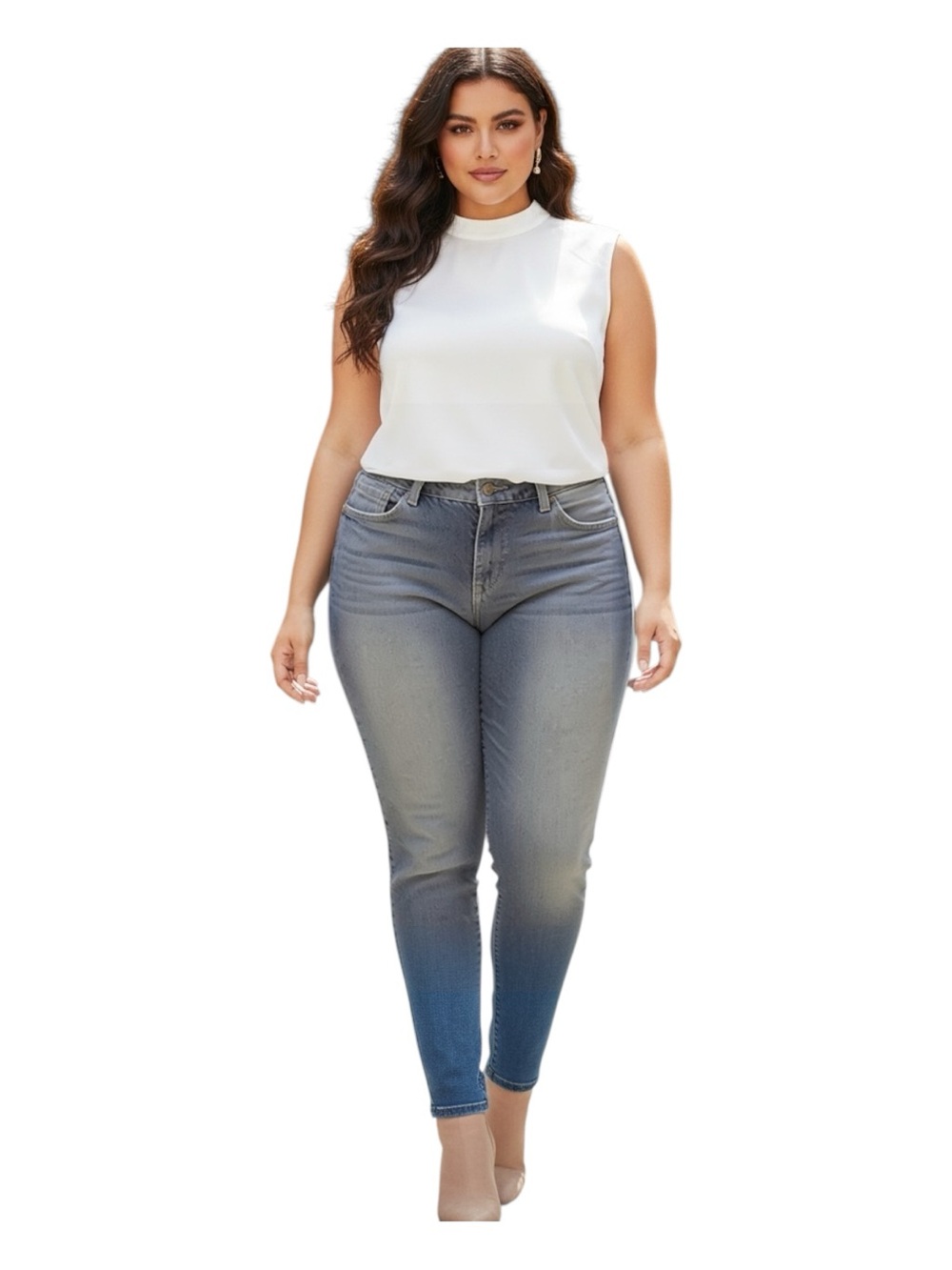 Lane Bryant Plus Size 18 Skinny Jeans in Light Blue Ombre Stretch